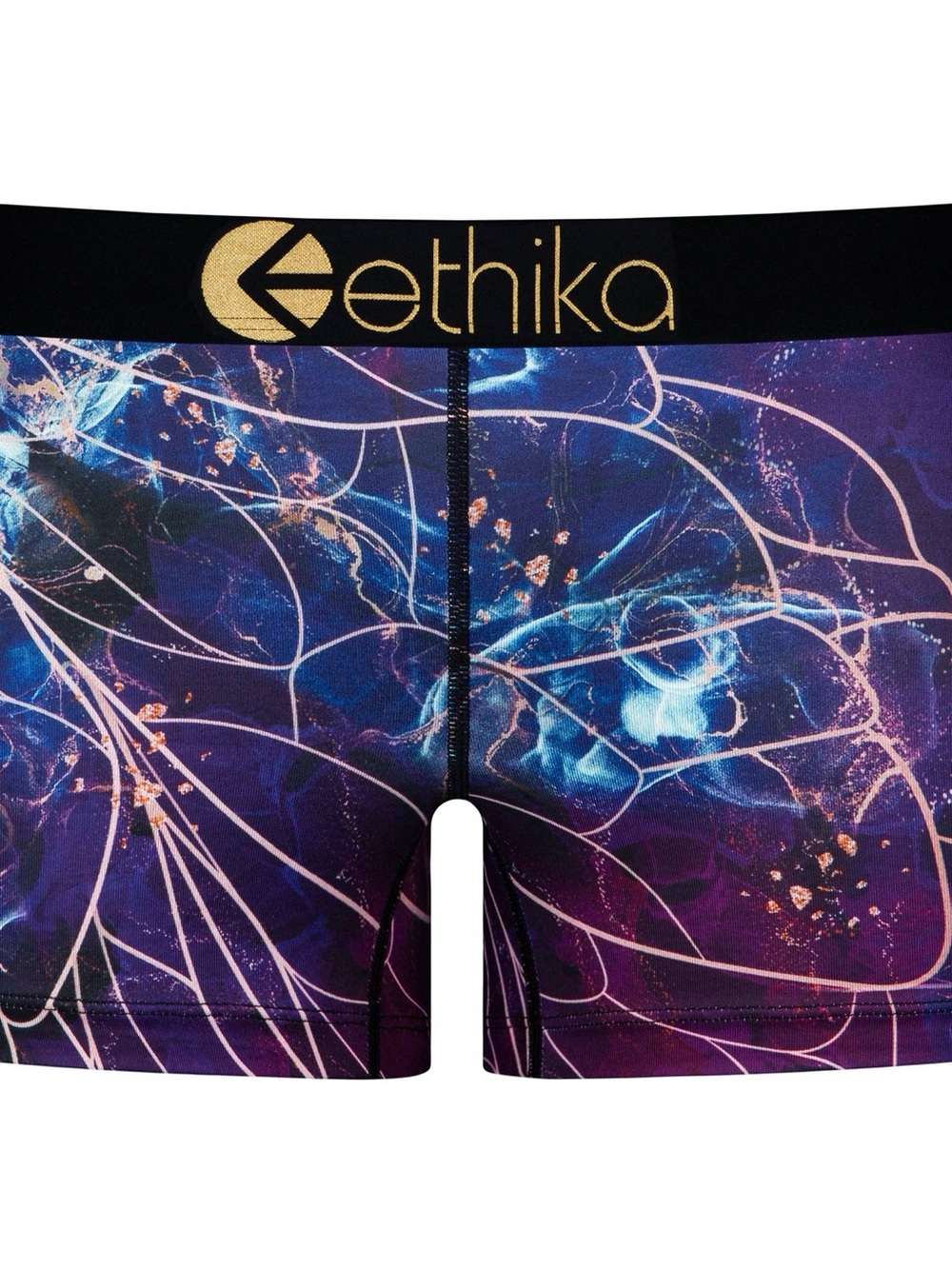 ethika Women’s Purple & Blue Galaxy Boy-Shorts with Gold Logo Size L